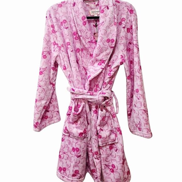 Juicy Couture JC Logo Cherry Print Plush Robe - Picture 3 of 6